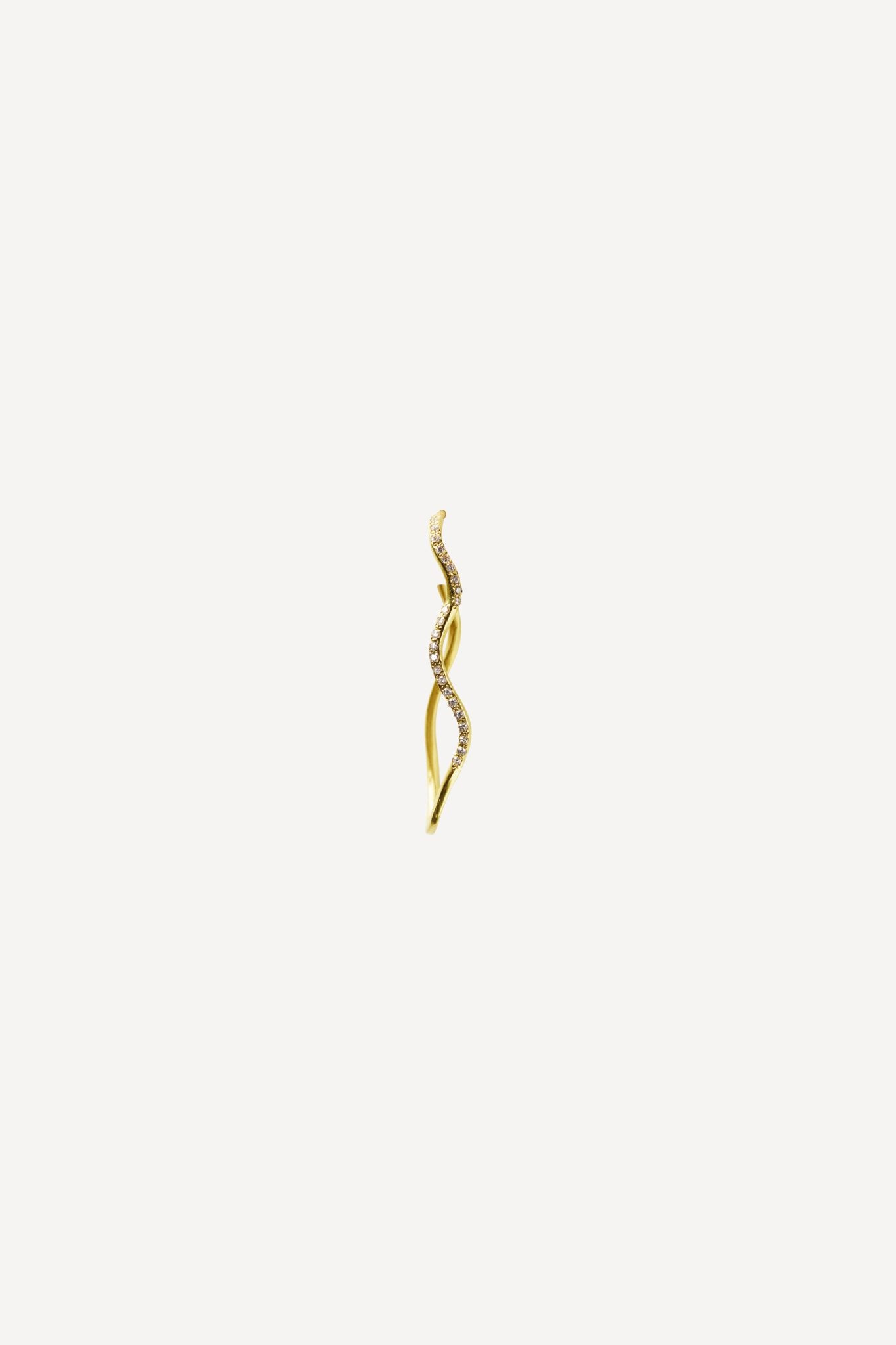 ELHANATI, WAVY BIG HOOP DIAMOND 18K GOLD EARRING, SINGLE