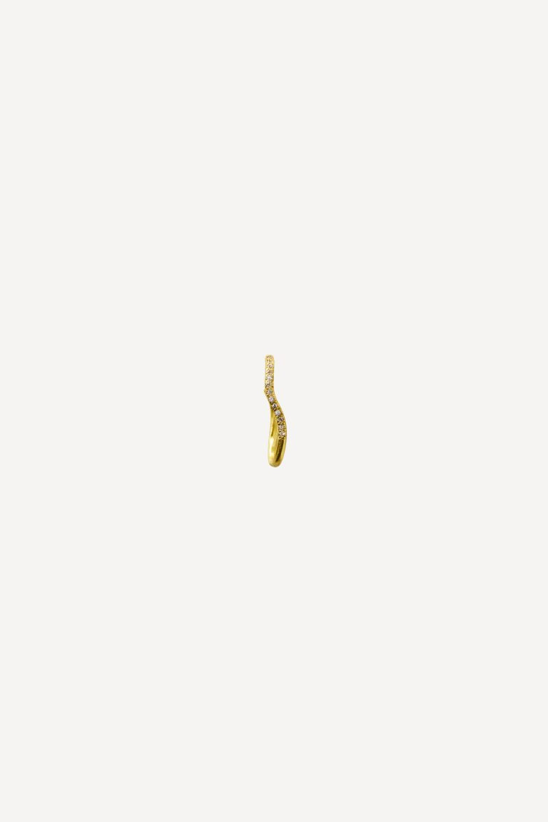 ELHANATI, WAVY HOOP DIAMOND SMALL 18K GOLD EARRING, SINGLE