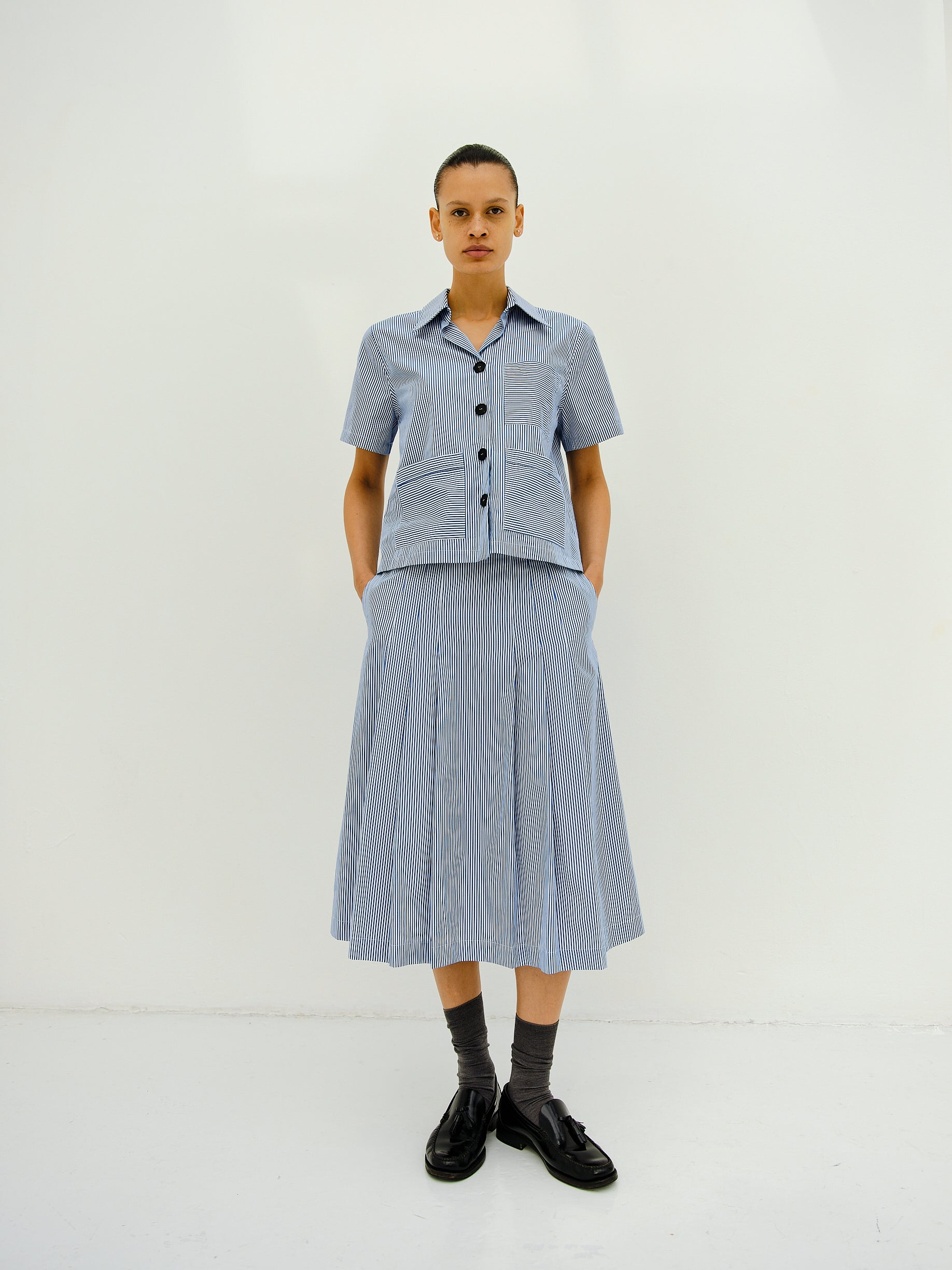 LAURENT SHIRT / BLUE/WHITE STRIPE