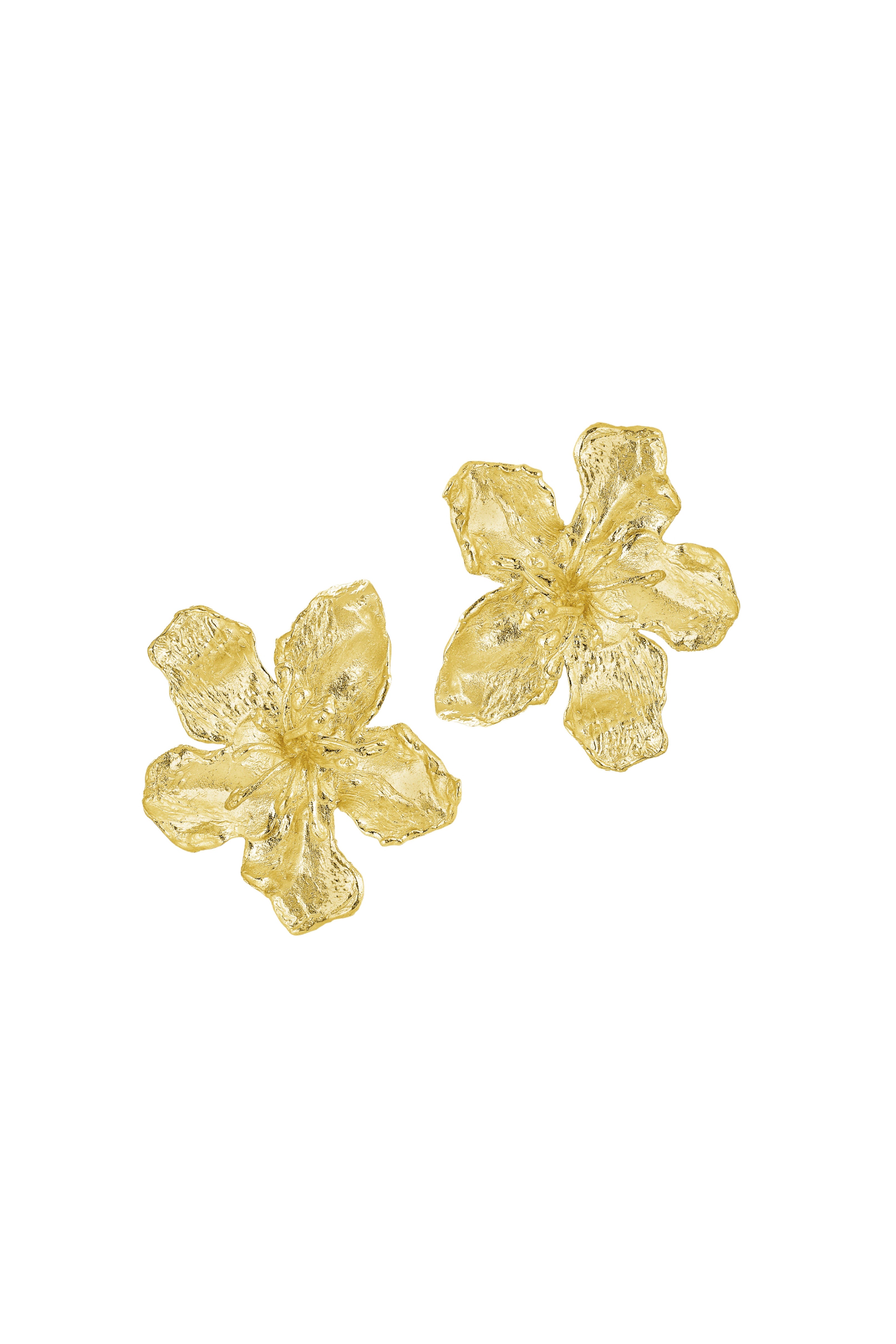 ELHANATI, BIG GOLDEN FLOWER CLIP EARRINGS, PAIR