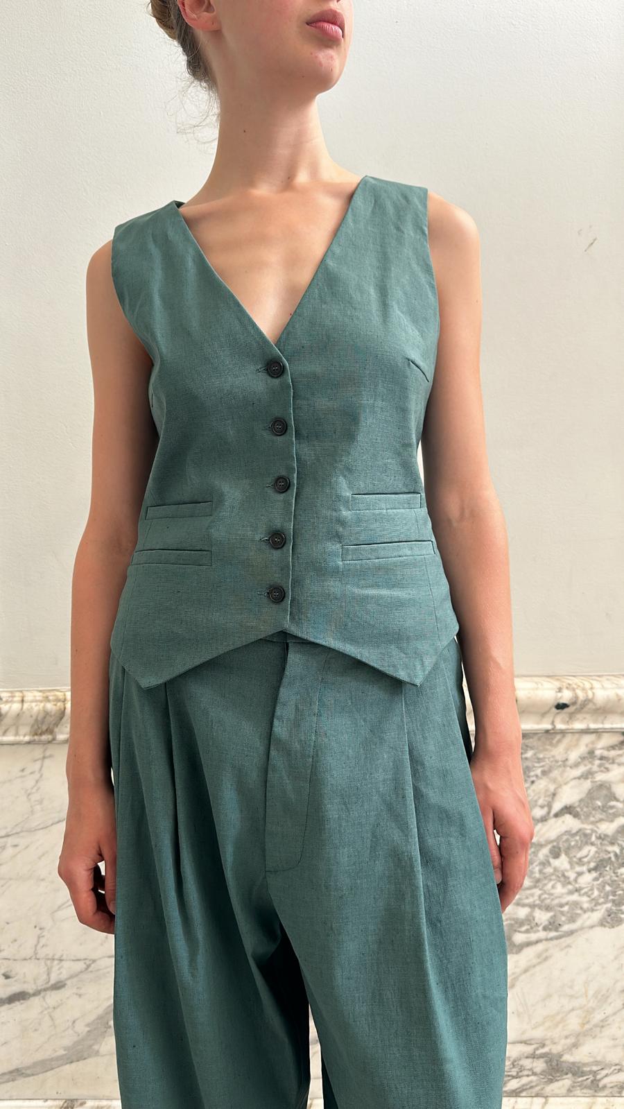 DIANE SET PANTS & VEST / SAGE