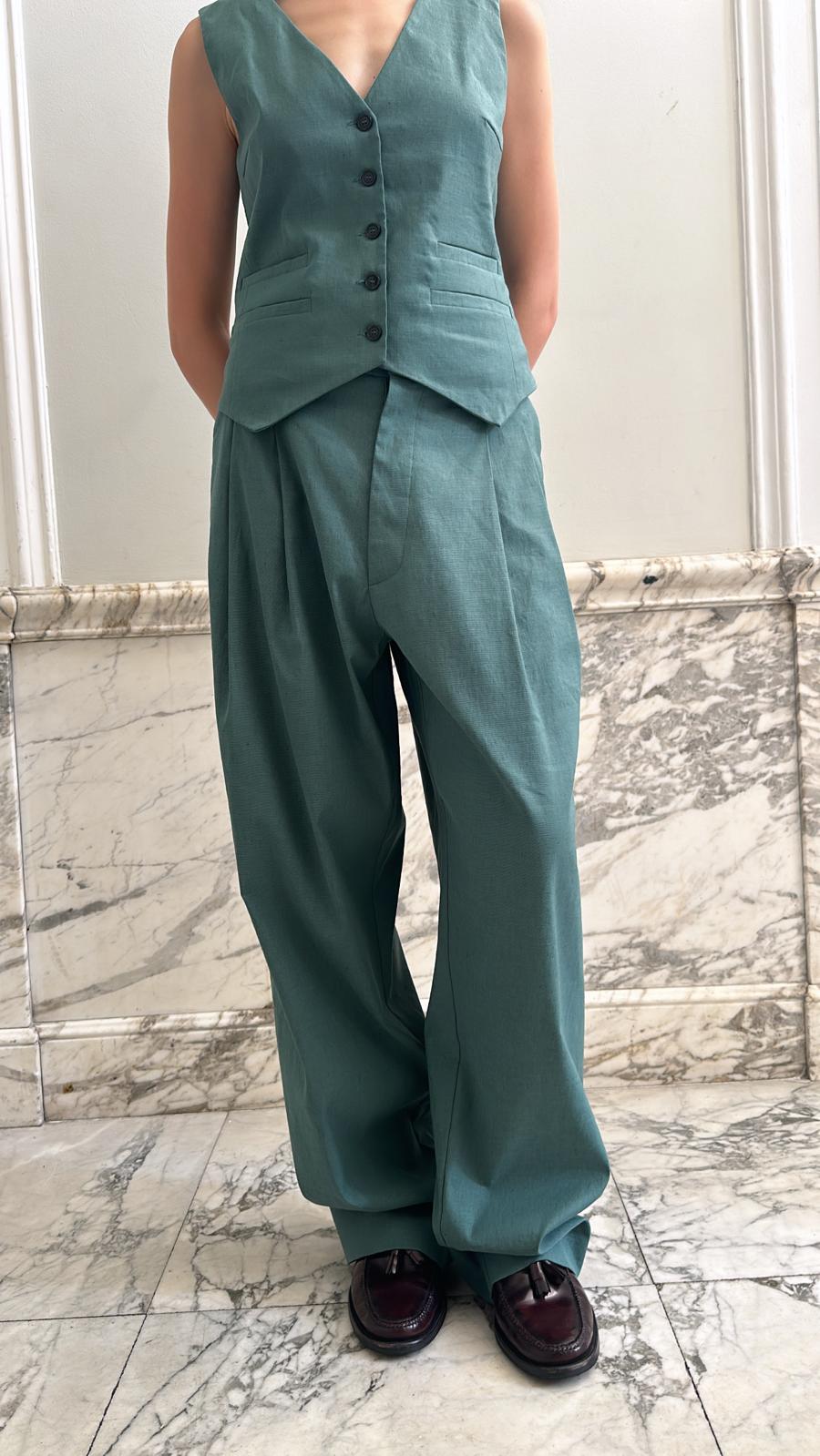 DIANE SET PANTS & VEST / SAGE