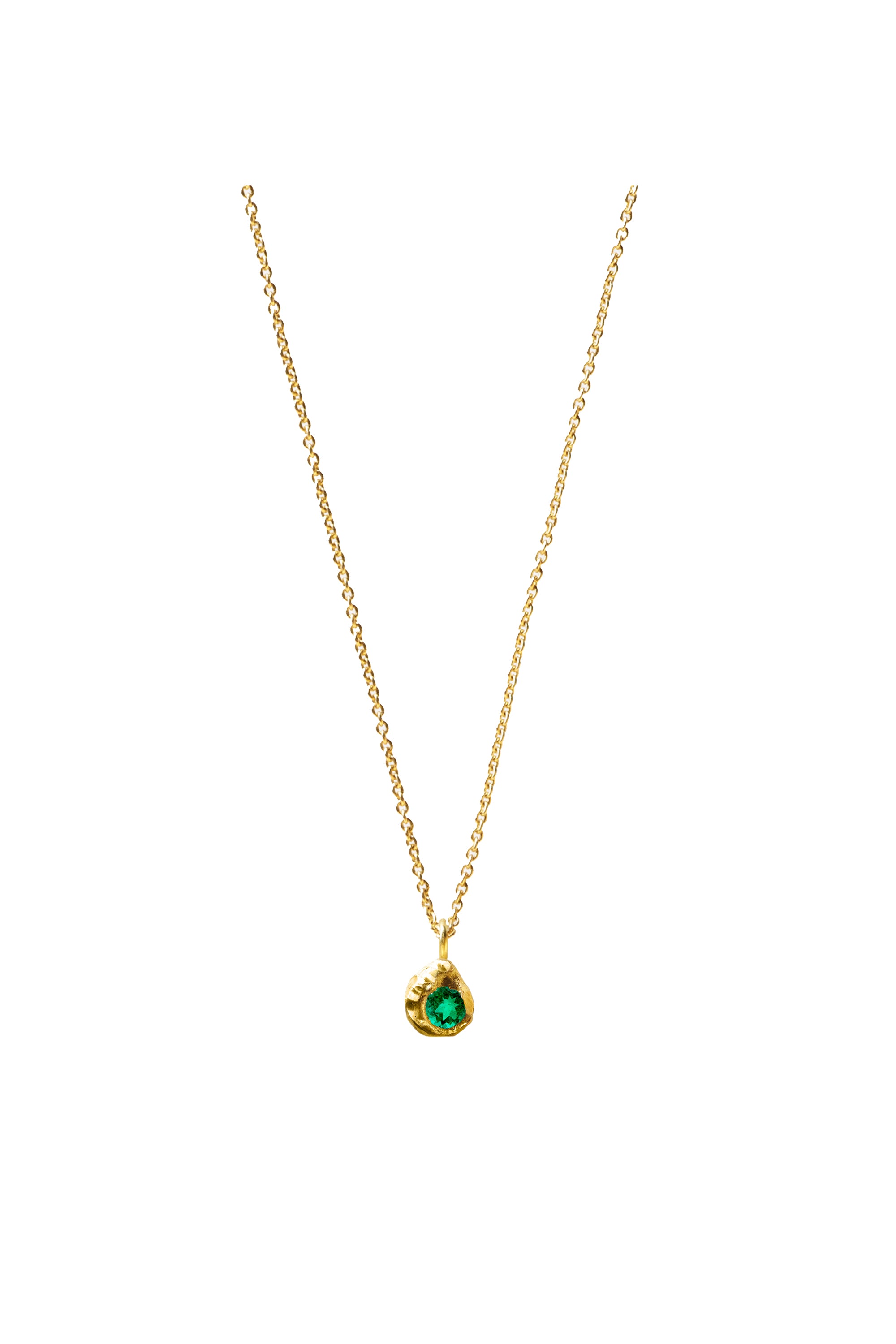 ELHANATI, SOLITAIRE EVIE 0,10 EMERALD 18K GOLD NECKLACE