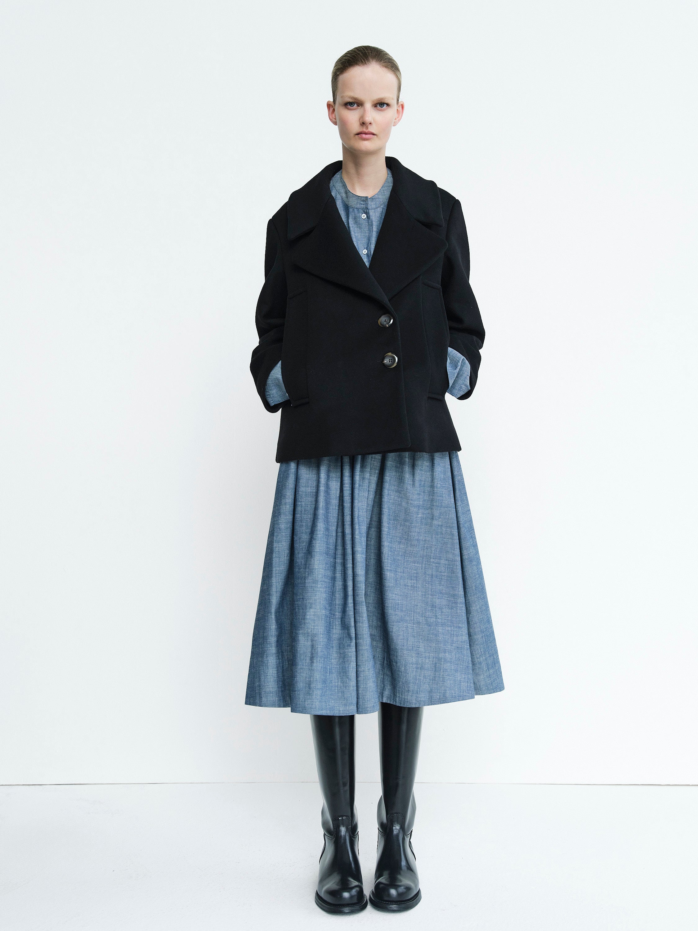 GEORGE COAT CROPPED / BLACK