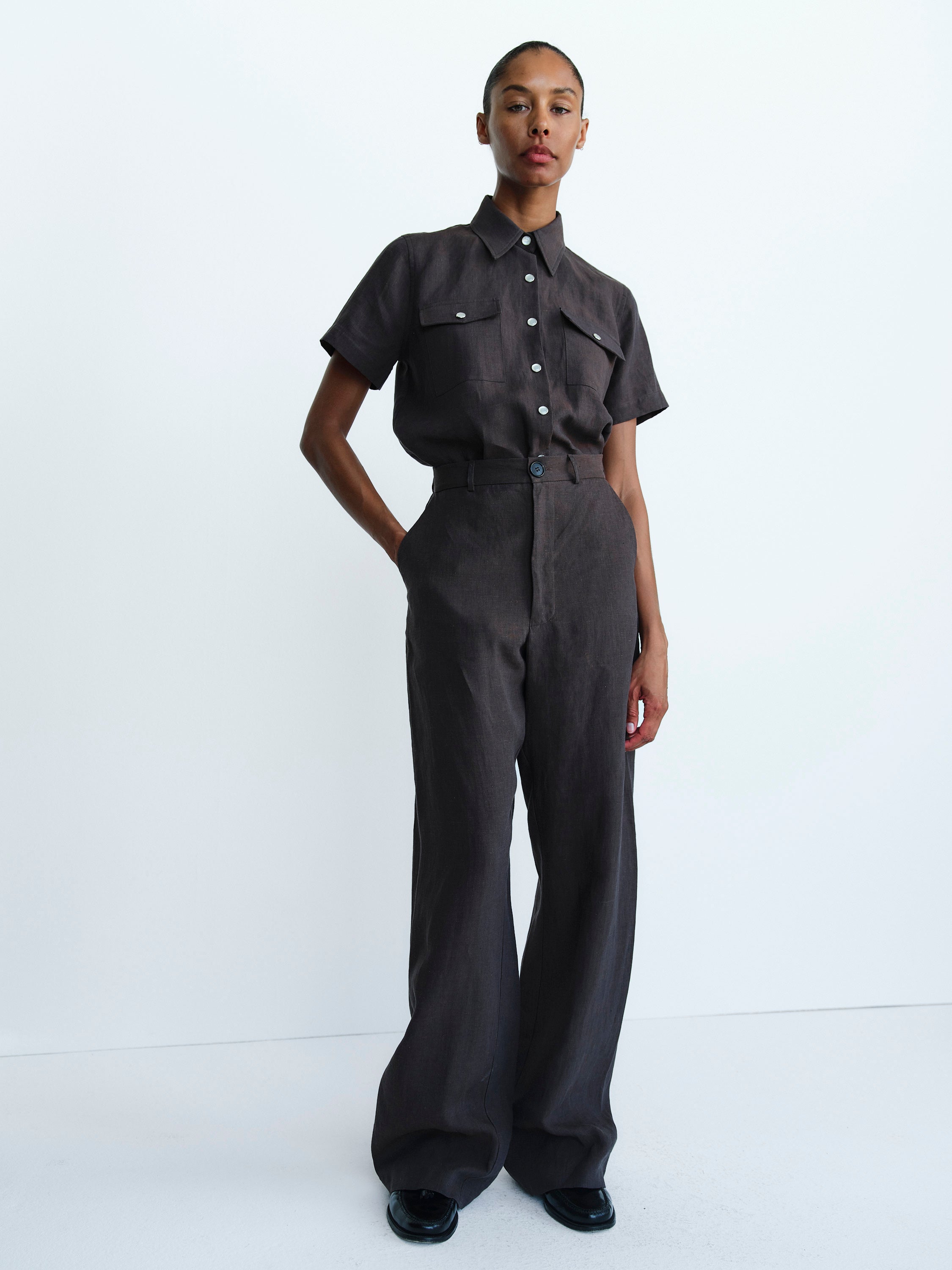 KNOX SHIRT / CHOCOLATE LINEN