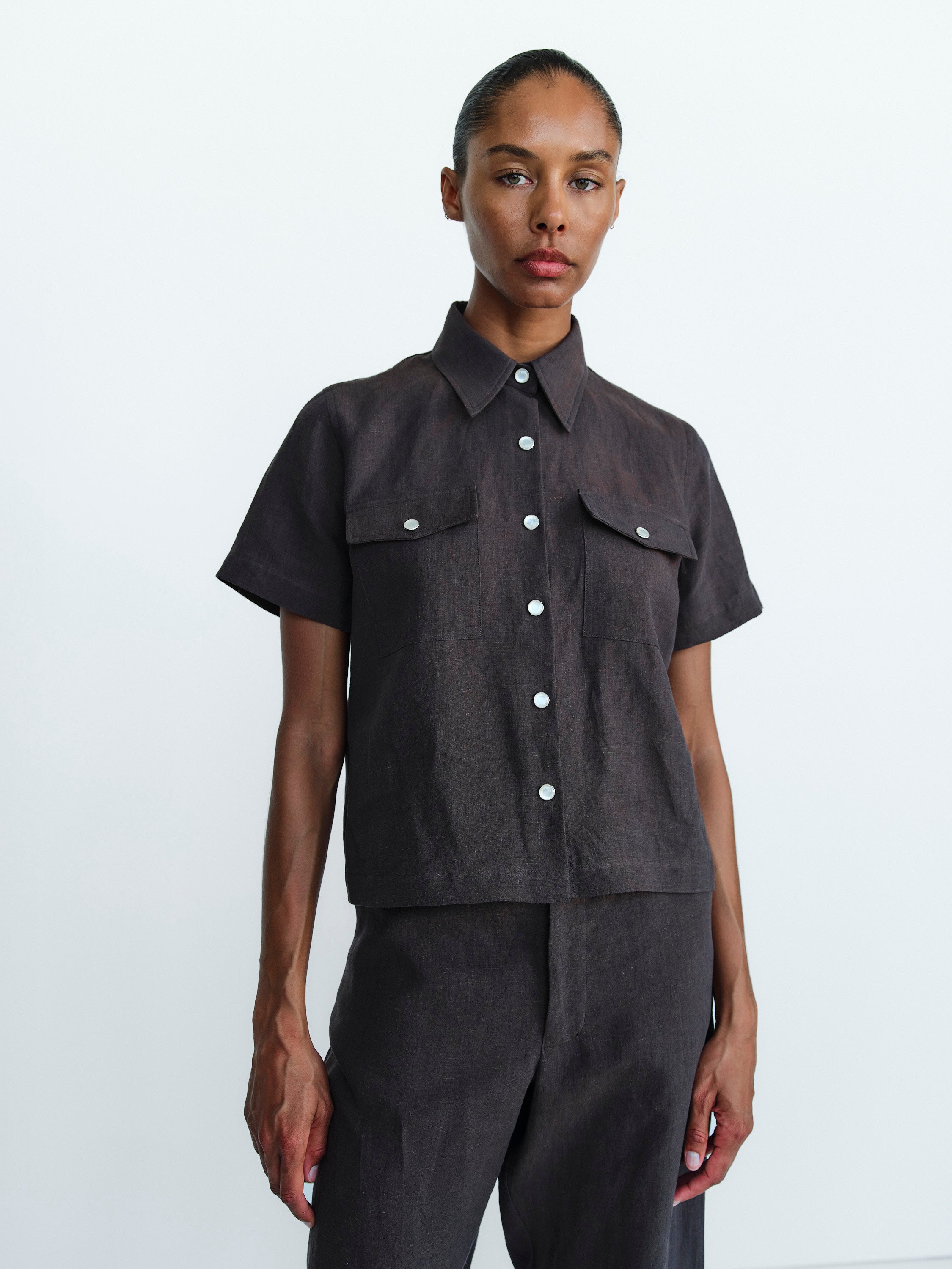 KNOX SHIRT / CHOCOLATE LINEN