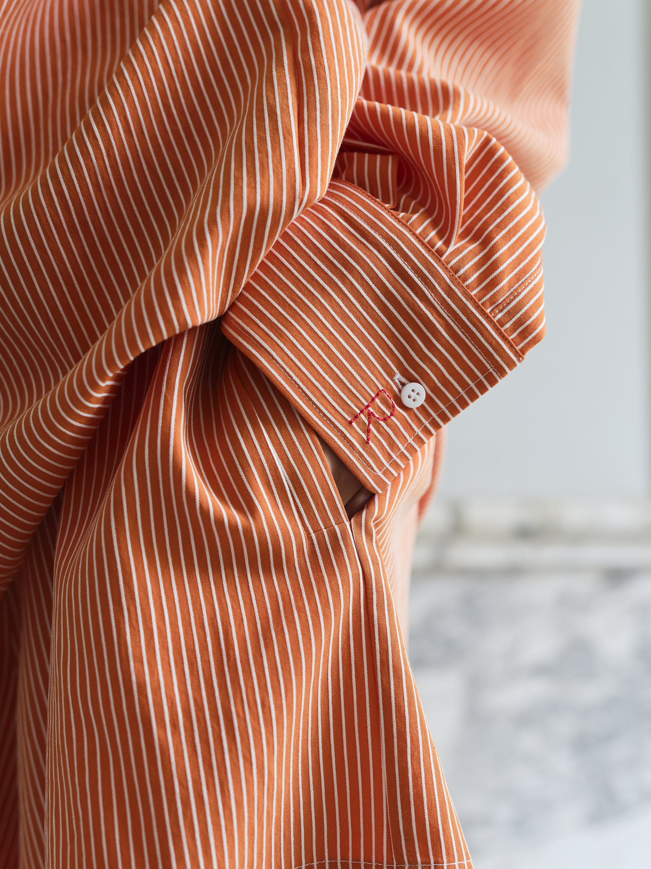 LOU LOU SHIRT / ORANGE-WHITE STRIPE