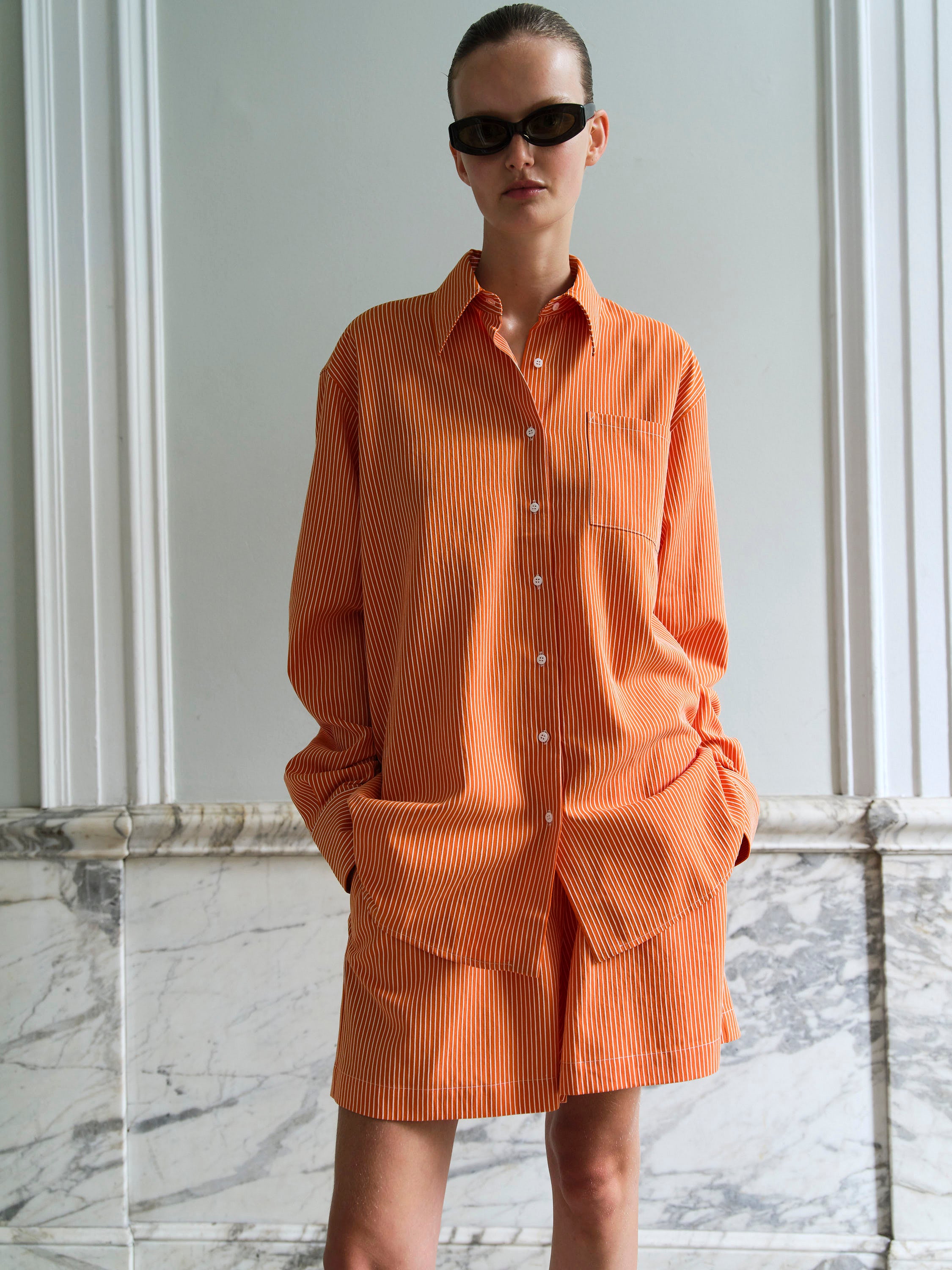 BLAZE SHIRT / ORANGE-WHITE STRIPE
