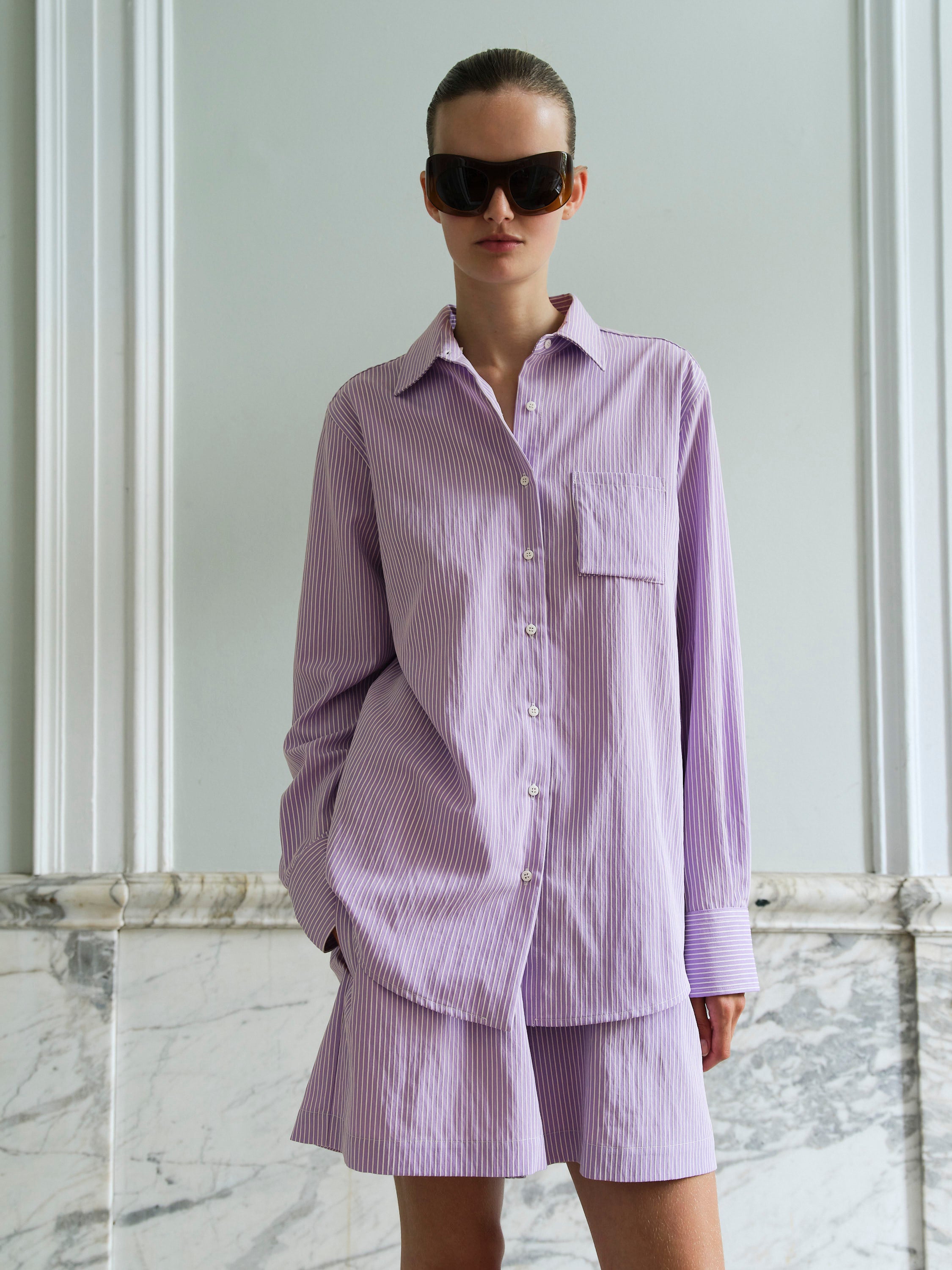 PARK SHORTS / LILAC-WHITE