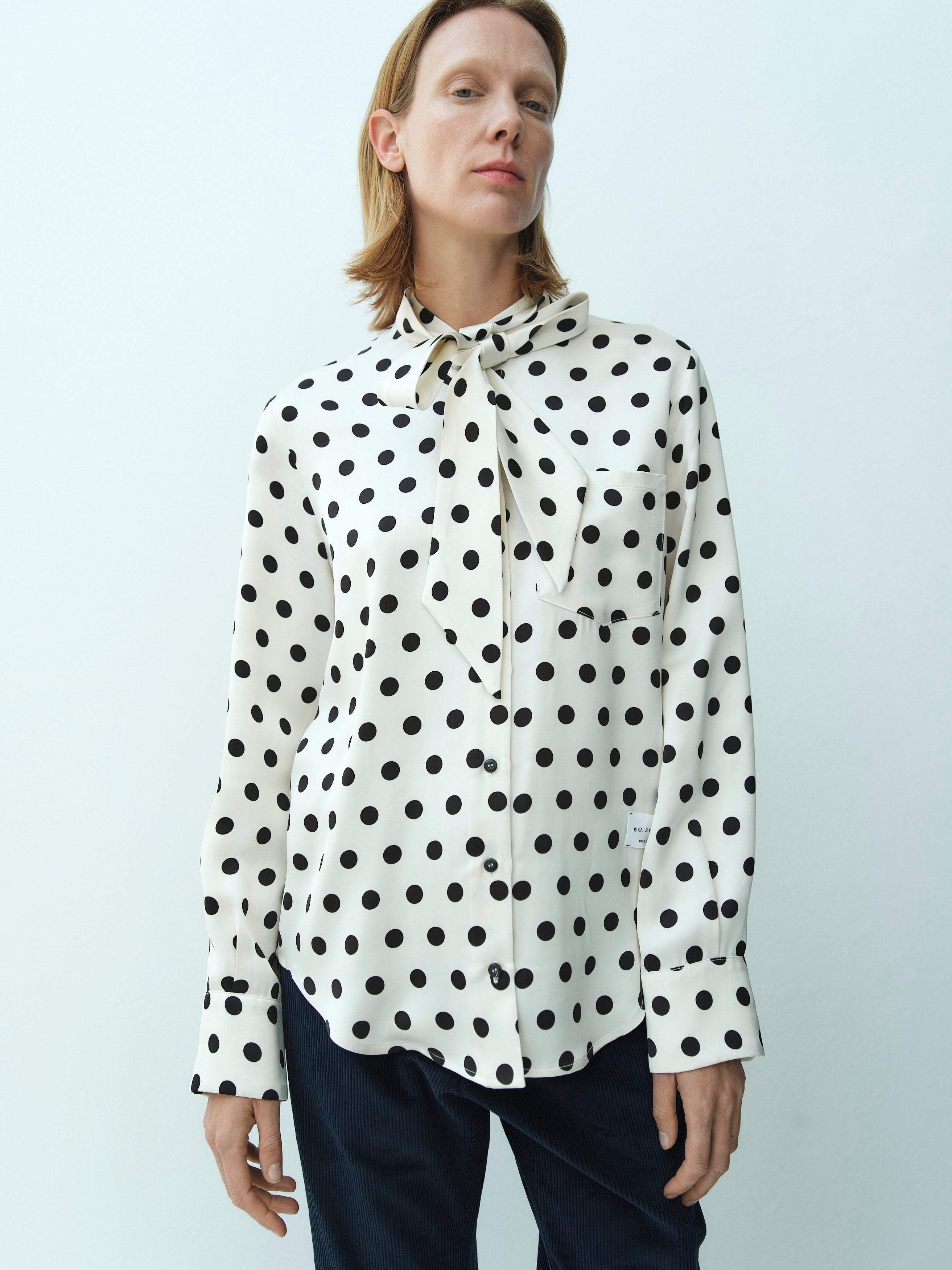 CAROLINA SHIRT BOW-TIE / CREME-BLACK POLKA DOTS