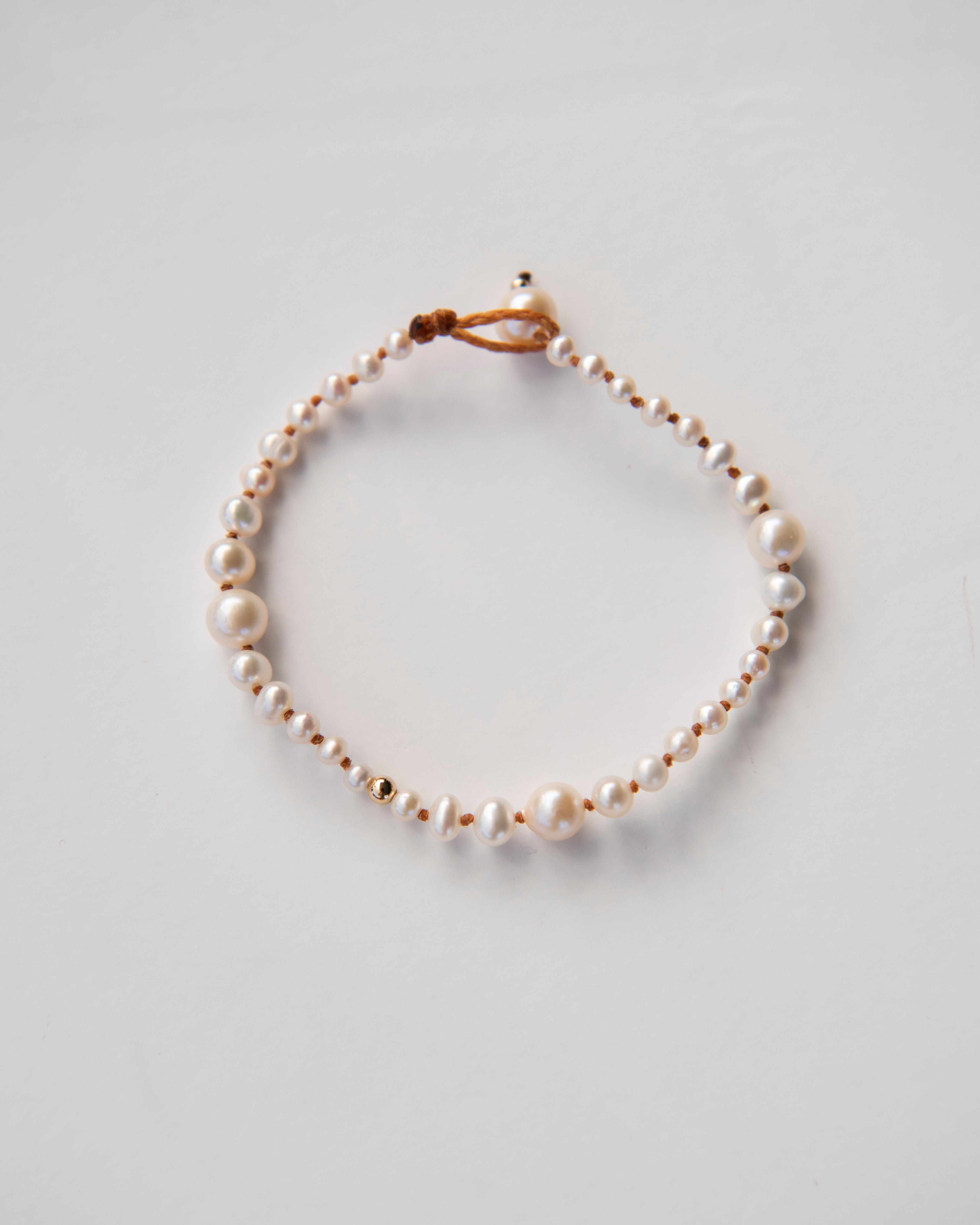 MARICHELLE / PEARL ANKLET, NUDE CORD